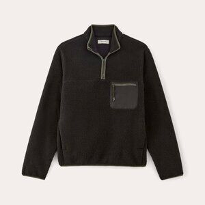 Men's Teddy Quarter-Zip Fleece | Small, Black, New with Tags